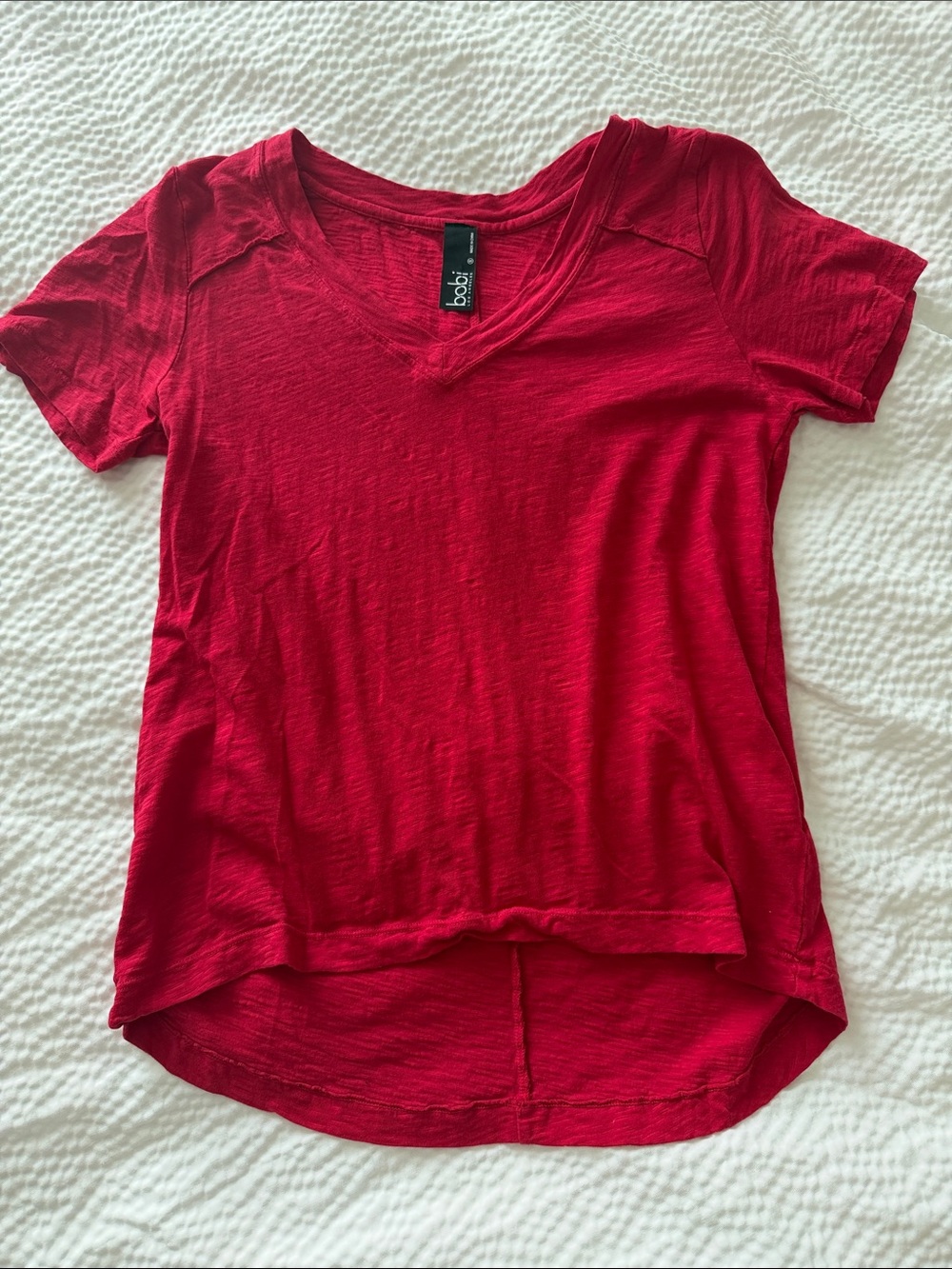 bobi Red V‑Neck Short Sleeve Tee